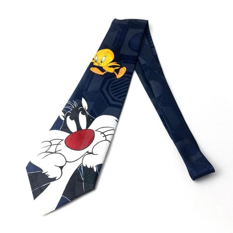 Looney Tunes ルーニーテューンズ　シルベスター　ビッグプリント　ネクタイ　紺