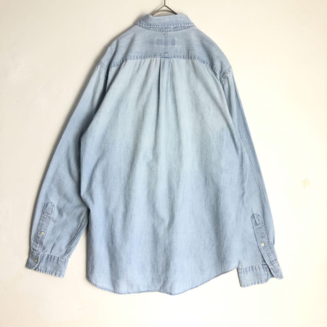 ラルフローレン L コットン 長袖シャツ シャンブレー ブルー ポニー刺繍 RALPH LAUREN ラルフローレン ポニー刺繍シャンブレー長袖シャツ