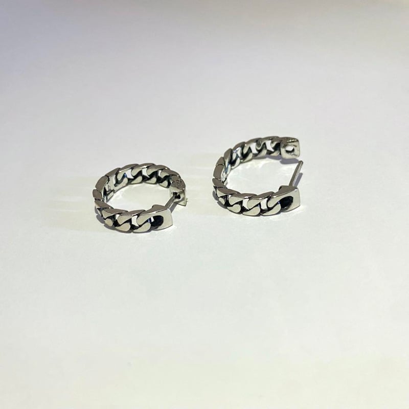 シルバー925 チェーン フープピアス 刻印 両耳用 布袋付き シルバー925 チェーン フープピアス 刻印 両耳用 布袋付き