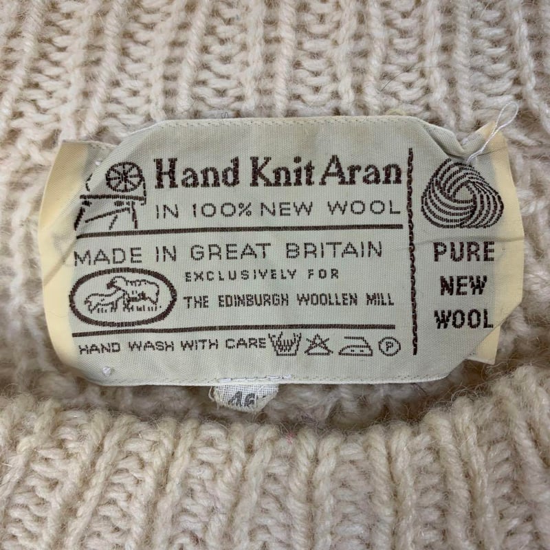 英国製 フィッシャーマン アランニット セーター ウール 100% 白