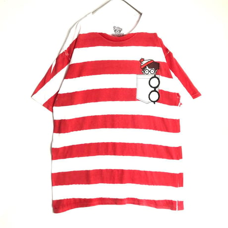 WHERE'S WALDO?  ウォーリー　ボーダー　半袖　Tシャツ　キャラT　赤　白
