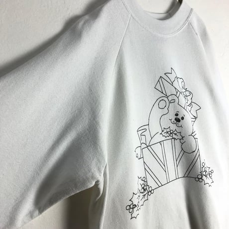 USA製　90s　ONEITA　くま　アニマル　長袖　スウェット　裏起毛