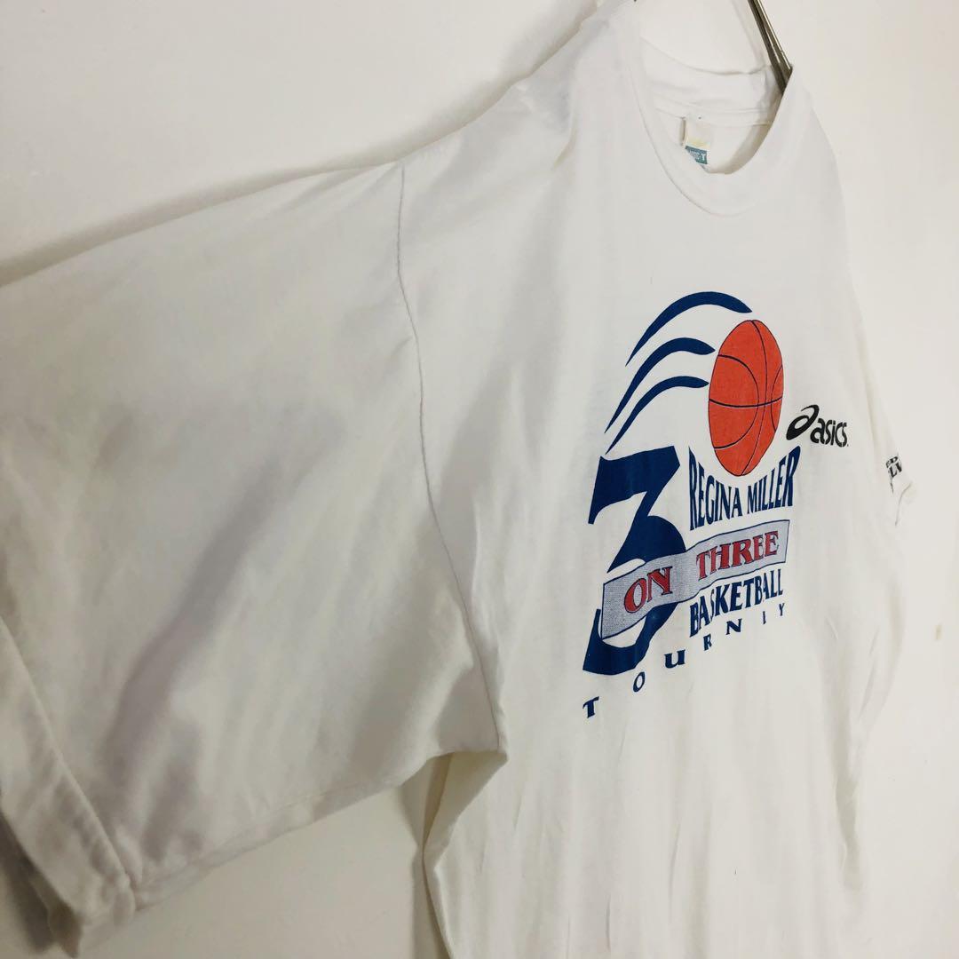 90s シングルステッチ アシックス バスケ ロゴ Tシャツ 白 | PEACE TOWN