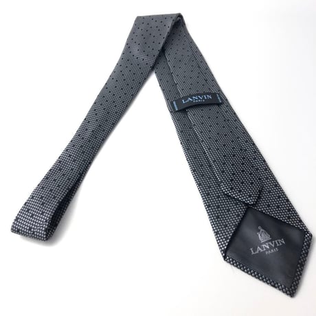LANVIN　ランバン フランス製　ドット　シルク　ネクタイ　ブラック