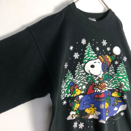 90s TULTEX　スヌーピー　ビッグロゴ　スウェット　黒