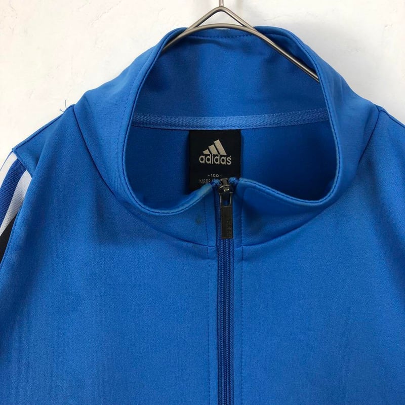 アディダス 刺繍 ロゴ 袖ライン トラックジャケット ジャージ 水色