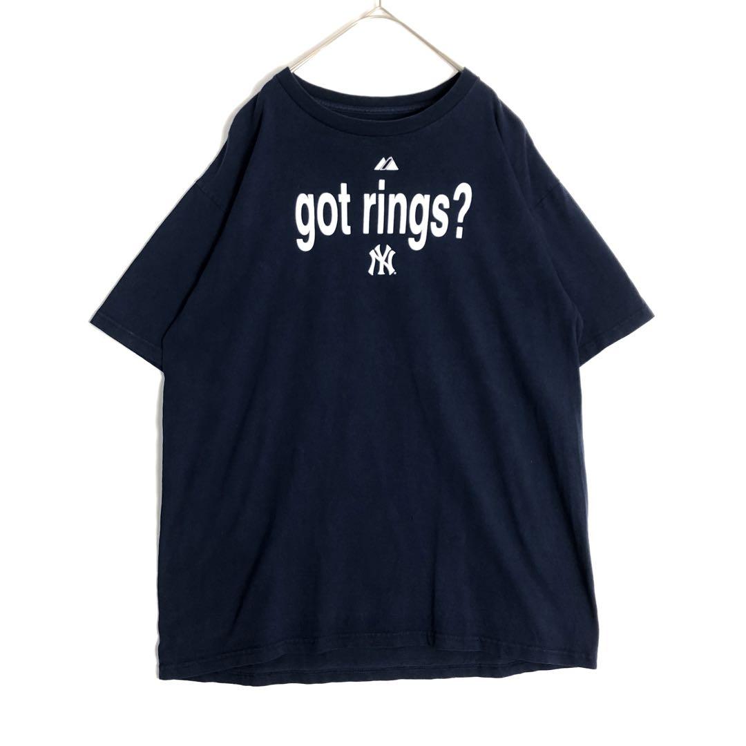 got rings? MLB ヤンキース パロディ 半袖 Tシャツ 紺 | PEACE TOWN