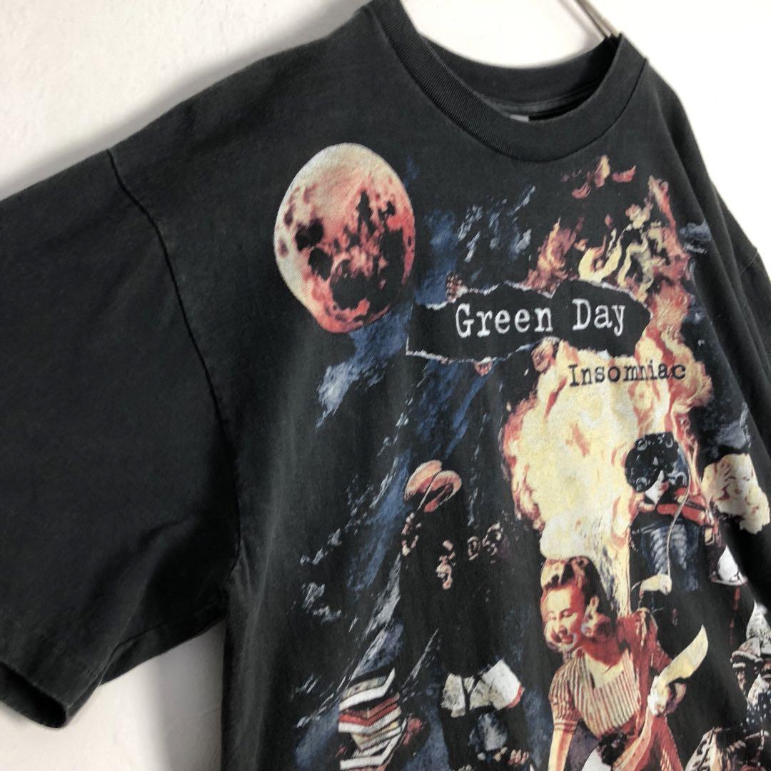 3717　グリーンディ　シングルステッチ　ビッグプリント　バンT　Tシャツ　黒 BOOTLEG GREEN DAY グリーンデイ シングルステッチ ビッグ