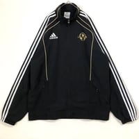 アディダス　ジャージ　トラックジャケット　袖ライン　ロゴ　サッカー　黒