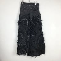 リメイク　ブラックデニム　スカート　リーバイス　革タグ　再構築　パッチワーク