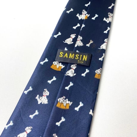 SAMSIN 101匹わんちゃん　ディズニー　総柄　ネクタイ　紺
