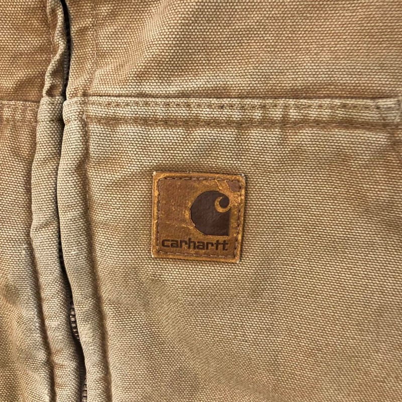 カーハート ダック地 ジャケット ベスト 革タグ ロゴ ブラウン | PEACE