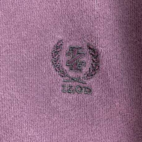 アイゾッド　刺繍　ロゴ　スウェット　トレーナー　紫　ハーフジップ
