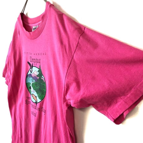 90s USA製　シングルステッチ　ロゴ　半袖　Tシャツ　ピンク
