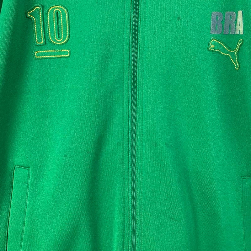 プーマ 刺繍 ロゴ ブラジル 袖ライン トラックジャケット ジャージ 緑