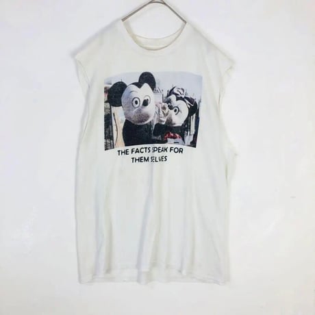 ディズニー　ヴィンテージ　ミッキー　ノースリーブ　白　2XL