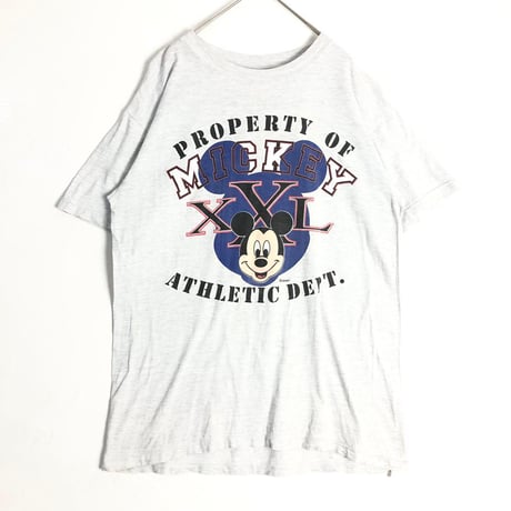 90s　シングルステッチ　オールドディズニー　ミッキー　Tシャツ　グレー