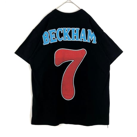 BOOTLEG　DAVID BECKHAM　ベッカム　サッカー　ビッグプリント　シングルステッチ　Tシャツ　黒