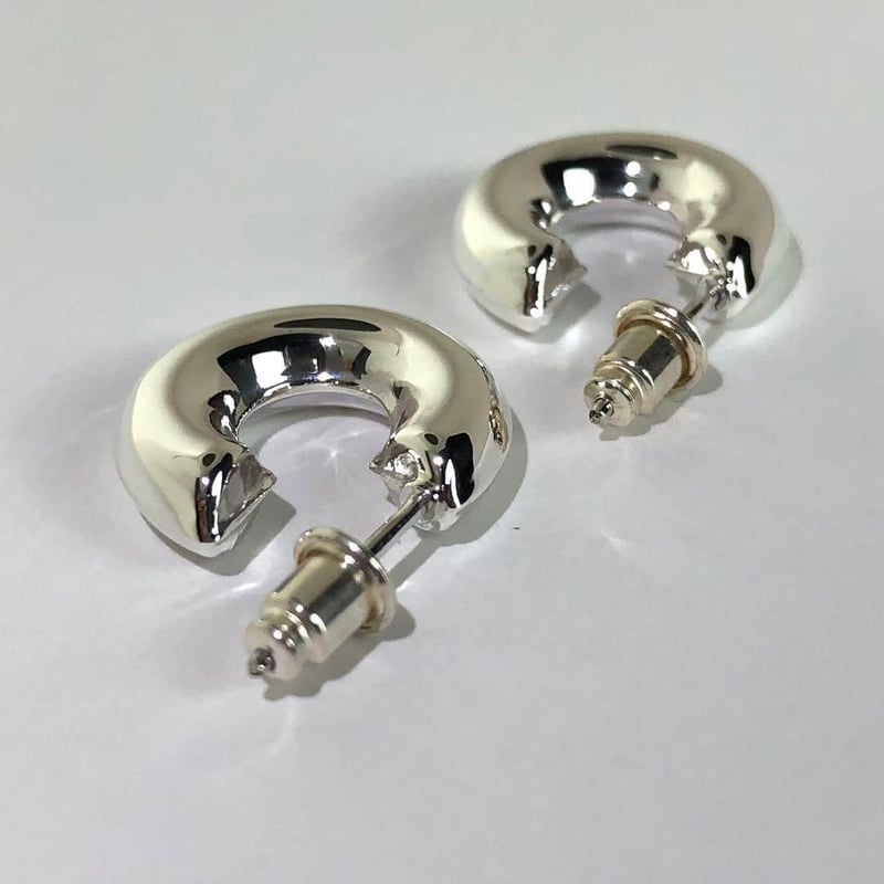 SILVER シルバー 925 太幅 フープピアス 刻印 両耳 布袋付き | PEACE TOWN