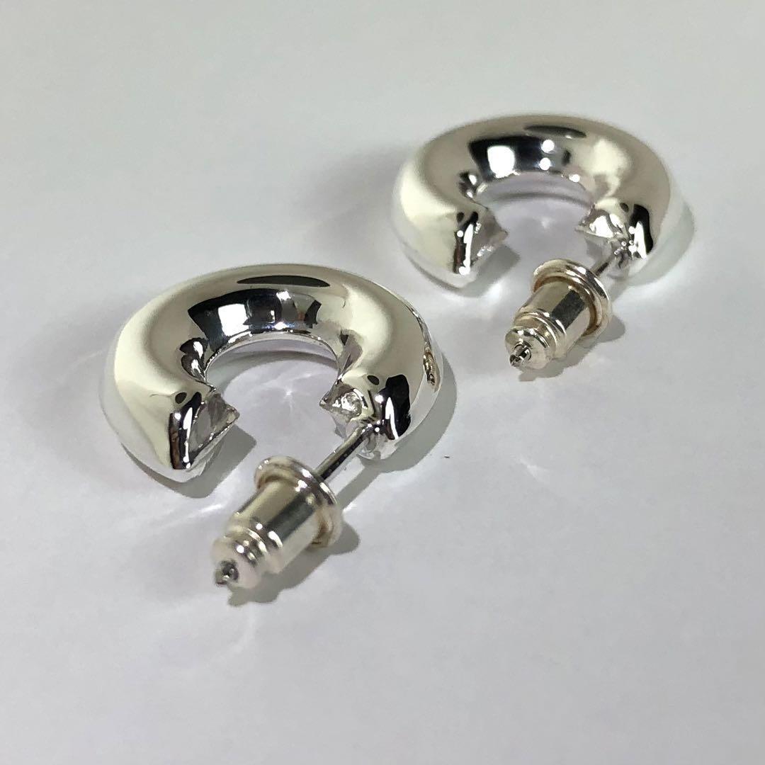 SILVER シルバー 925 太幅 フープピアス 刻印 両耳 布袋付き | PEACE TOWN