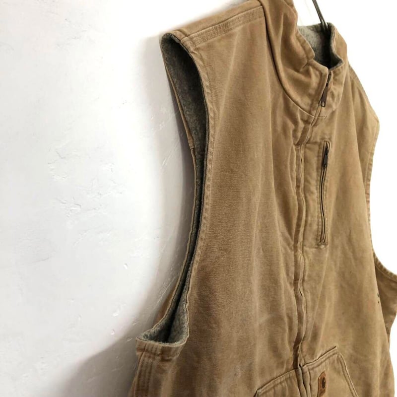 カーハート ダック地 ジャケット ベスト 革タグ ロゴ ブラウン | PEACE