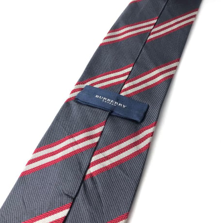 Burberry　バーバリー ストライプ　シルク　ネクタイ　グレー