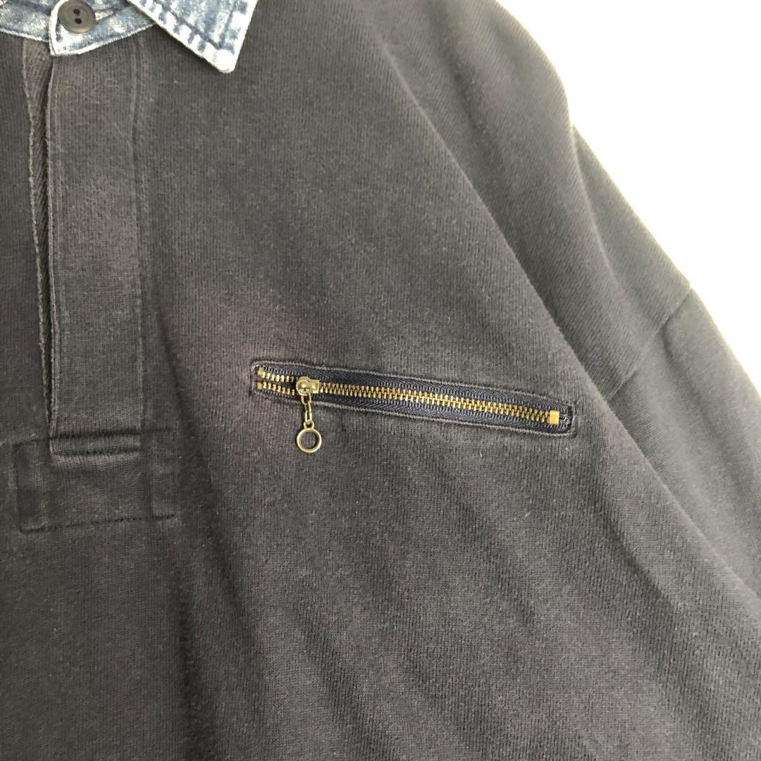 3214 ラルフローレン　デニム襟　長袖　ポロシャツ　コットン　ラガーシャツ POLO ポロ ラルフローレン デニム襟 長袖 コットン ラガーシャツ