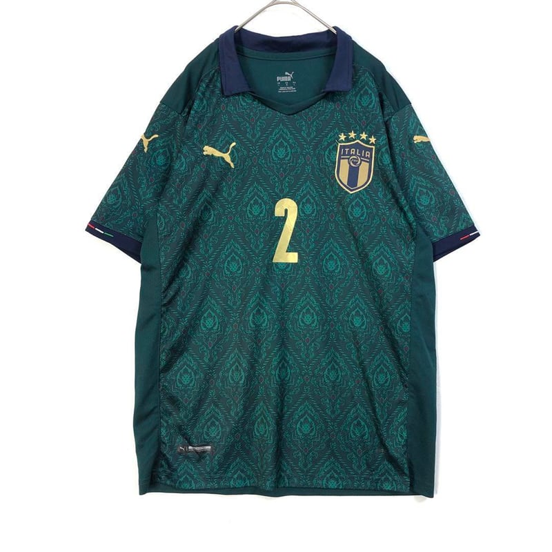 イタリア ゲームシャツ ユニフォーム サッカー 刺繍 ロゴ 緑 L | PEACE