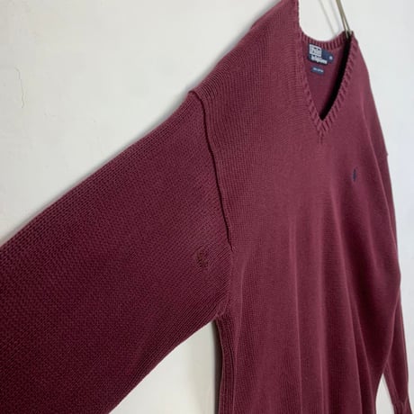 ポロ　ラルフローレン　刺繍　ロゴ　セーター　コットン　ニット　ボルドー