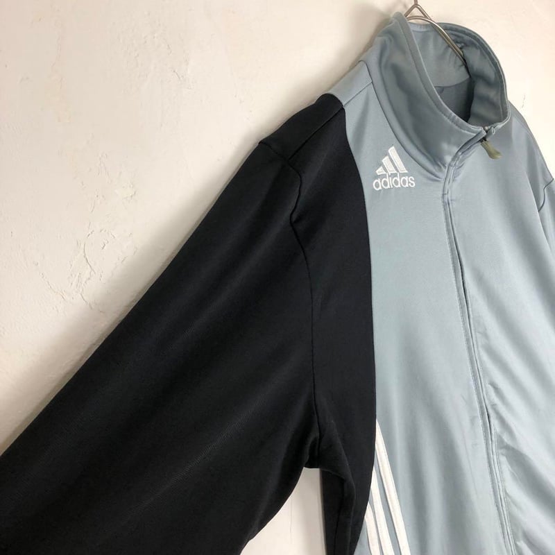 アディダス 刺繍 切替 ライン トラックジャケット ジャージ グレー
