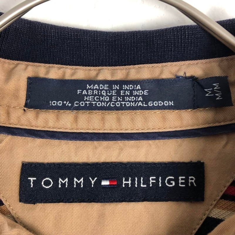 TOMMY HILFIGER トミーヒルフィガー 長袖 ポロシャツ ボーダー 紺