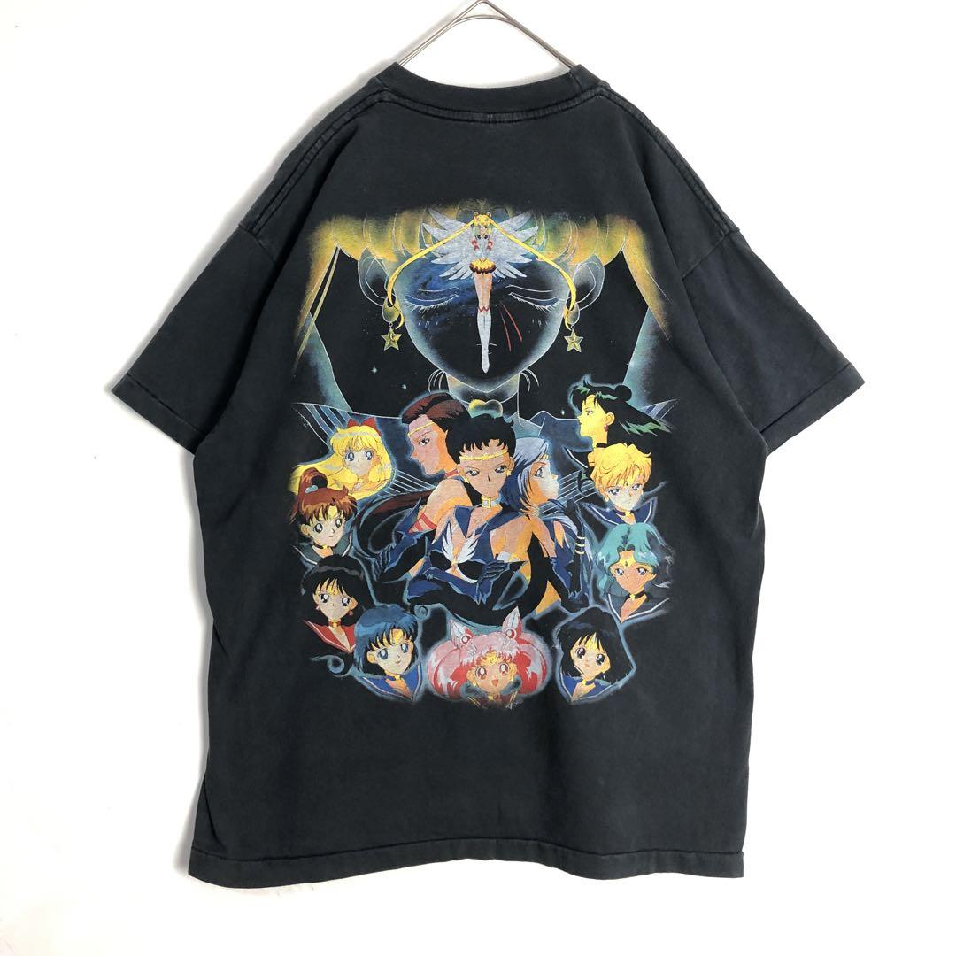 3686 セーラームーン　シングルステッチ　ビッグプリント　Tシャツ　黒 BOOTLEG セーラームーン シングルステッチ ビッグプリント アニメ T