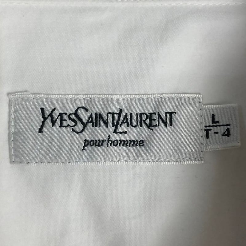 YSL イヴサンローラン 長袖 無地 コットン シャツ ロゴ 刺繍 白