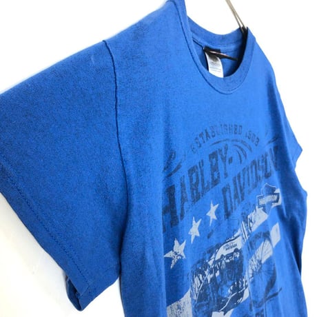 ハーレーダビッドソン　両面　ビッグロゴ　半袖　Tシャツ　青