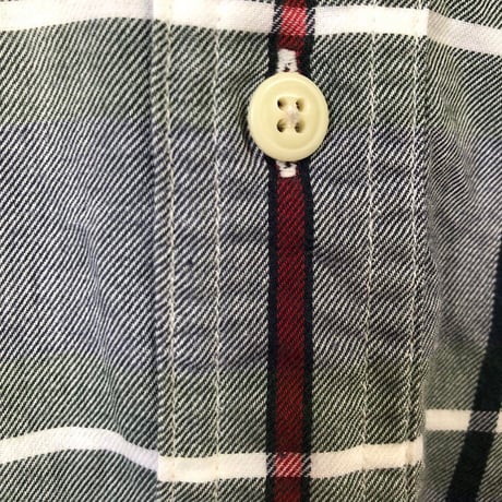 チャップス　刺繍　ロゴ　コットン　BD 半袖　シャツ　チェック　緑