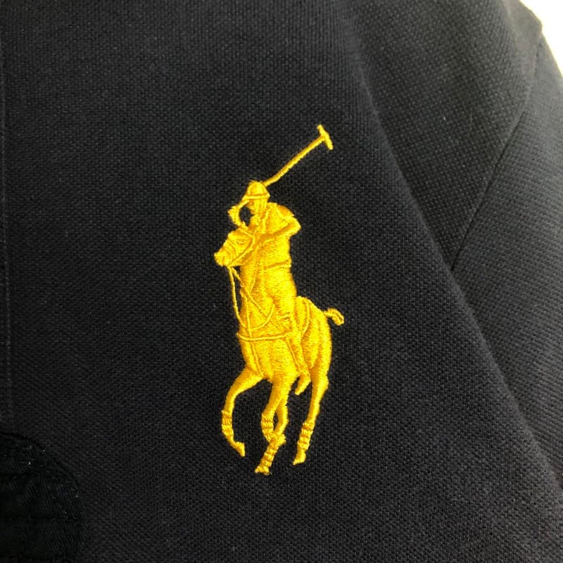 POLO ラルフローレン 長袖 ポロシャツ ビッグロゴ 刺繍 背番号 紺