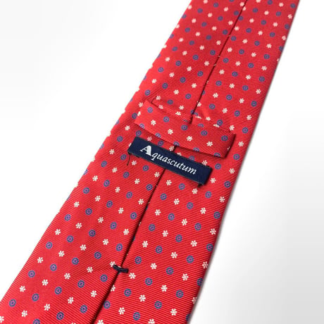 Aquascutum アクアスキュータム　シルク　ネクタイ　総柄　赤