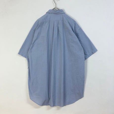 ラルフローレン　刺繍　ロゴ　BD 半袖　チェック　シャツ 青　3XL