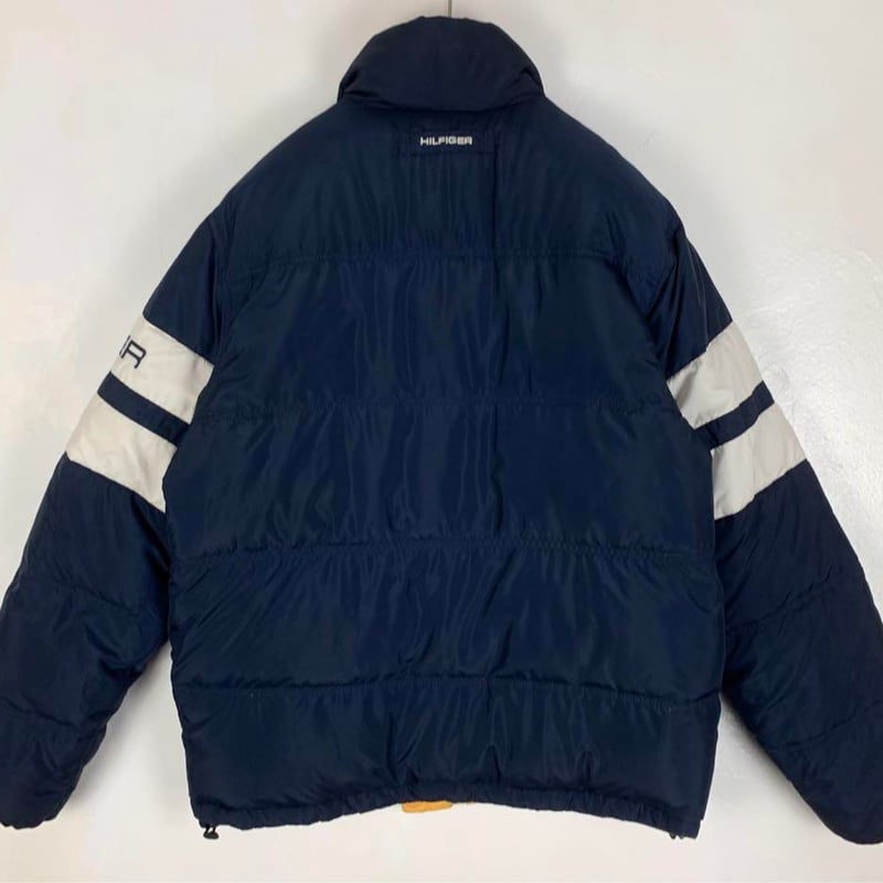 849 トミーヒルフィガー 刺繍 ロゴ ダウンジャケット リバーシブル 紺