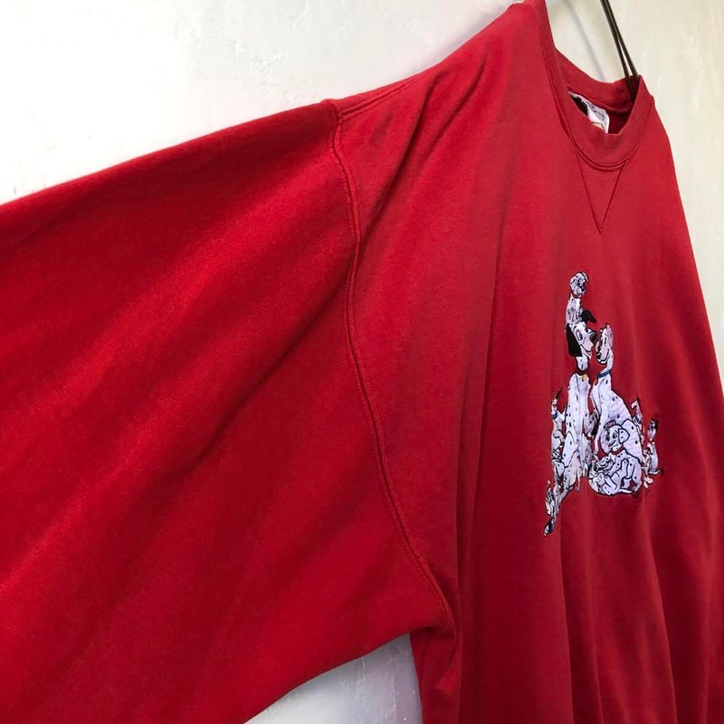 ディズニー スウェット トレーナー 101匹ワンちゃん 刺繍 ロゴ 赤