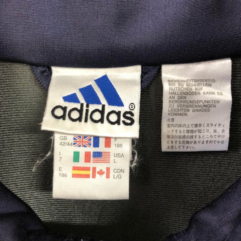 90s アディダス ジャージ トラックジャケット 刺繍 ロゴ 紺