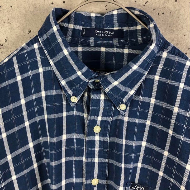 90s チャップス ラルフローレン 刺繍ロゴ チェック 長袖 BDシャツ  