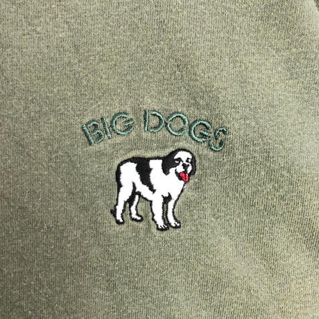 BIGDOGS　ビッグドッグ　刺繍　ロゴ　半袖　Tシャツ　カーキ