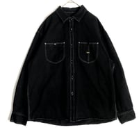 Lee　ロゴタグ　無地　長袖　コットン　シャツ　黒
