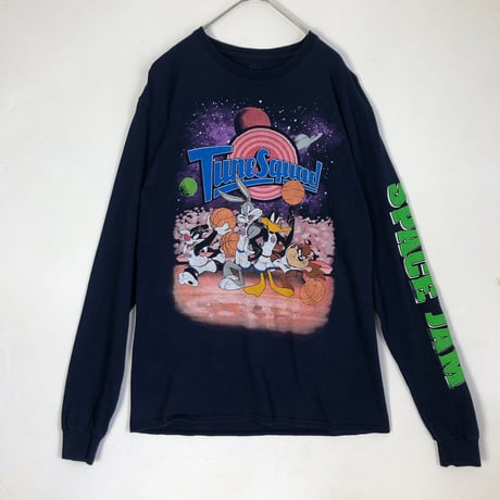 Looney Tunes　スペースジャム　長袖　袖ロゴ　ロンT　紺