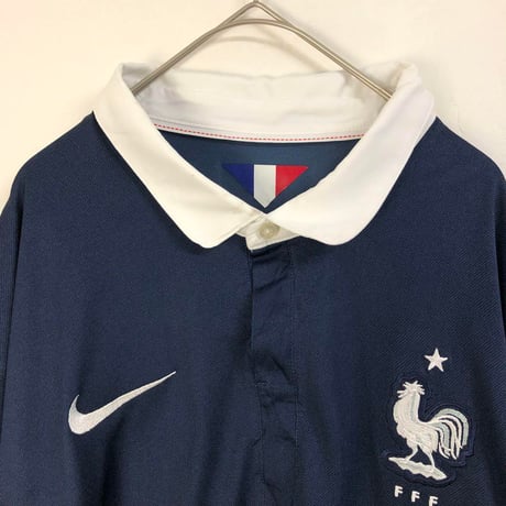 NIKE  フランス　ゲームシャツ　ユニフォーム　サッカー　刺繍　ロゴ　紺