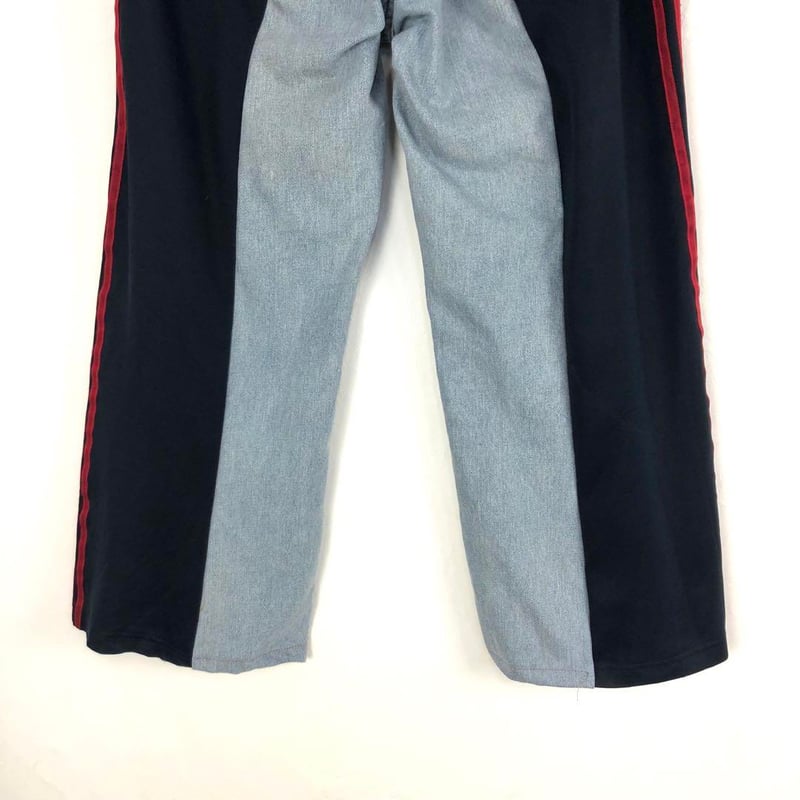 アディダス リメイク ジャージ デニム パンツ 再構築 刺繍 ロゴ 紺