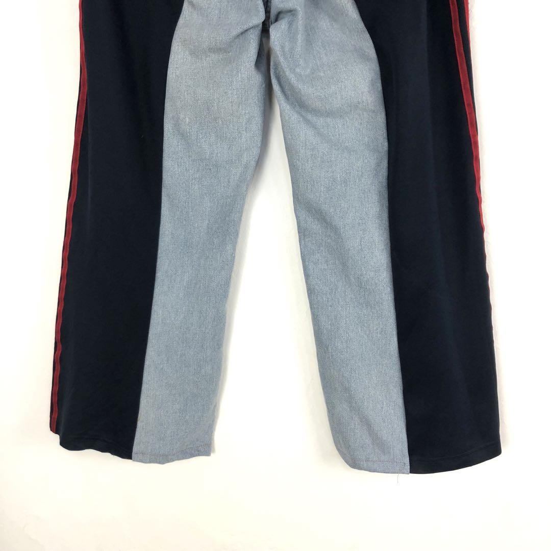 アディダス リメイク ジャージ デニム パンツ 再構築 刺繍 ロゴ