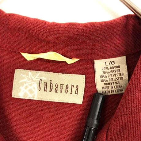 cubavera　刺繍 半袖　シャツ レーヨン　ゆるだぼ　赤