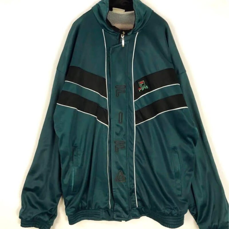 フィラ トラックジャケット ジャージ 刺繍 ロゴ 緑 黒 | PEACE TOWN